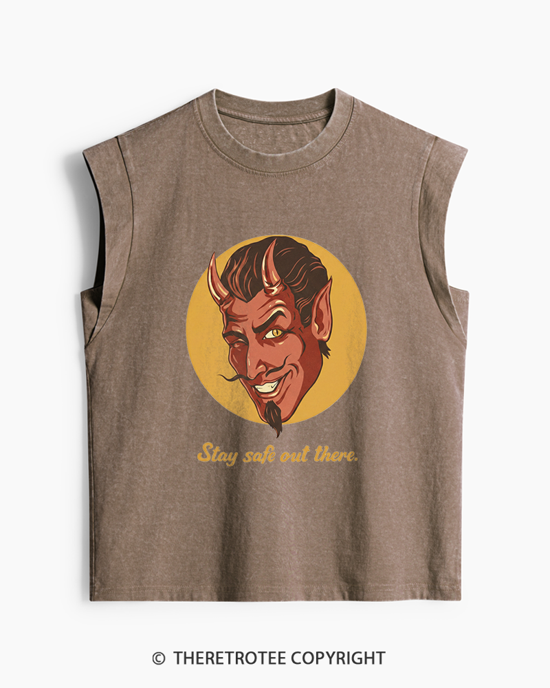 TheRetroTee Stay Safe Out There 1970s Washed Tank Top