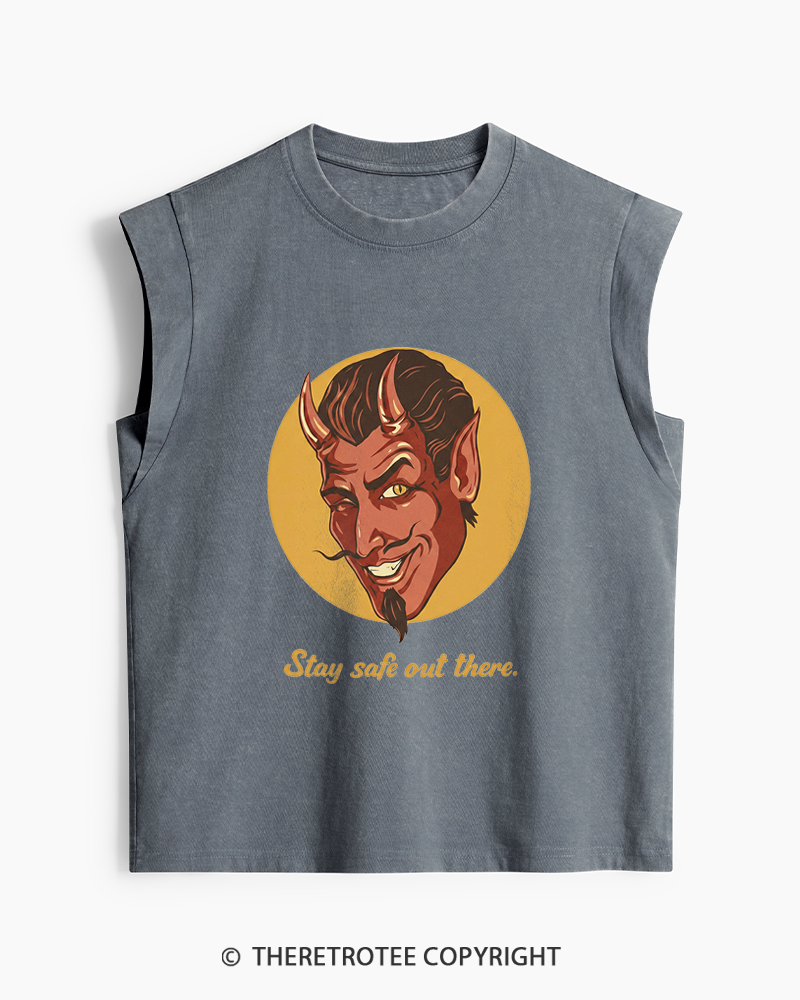 TheRetroTee Stay Safe Out There 1970s Washed Tank Top