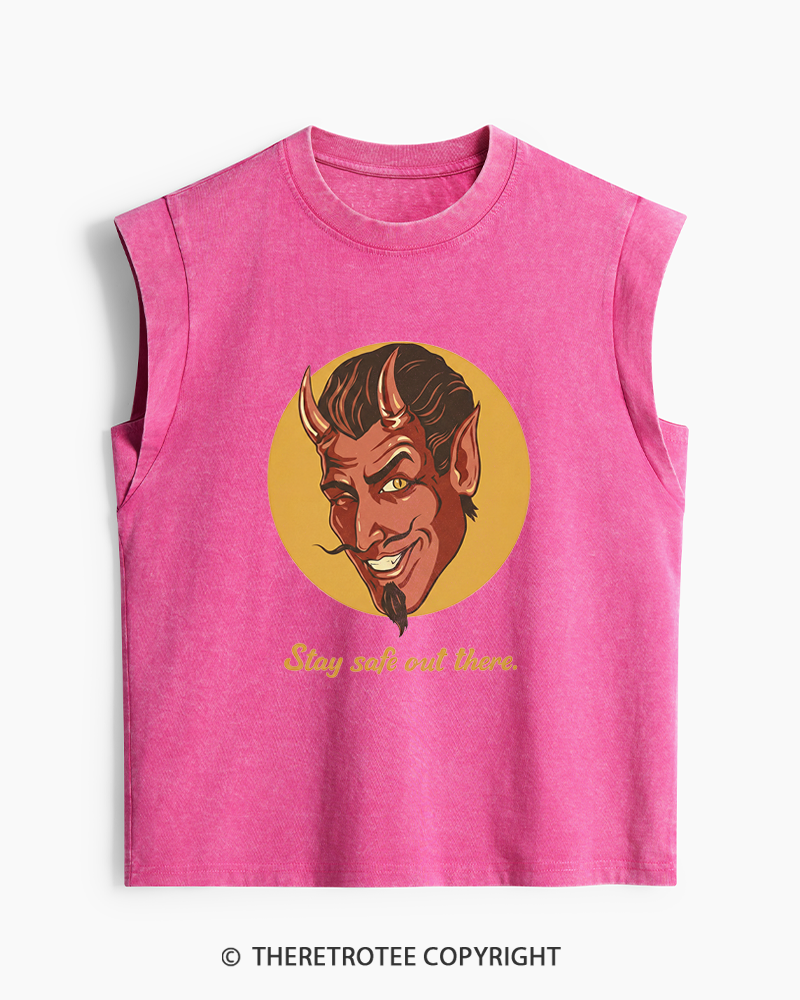 TheRetroTee Stay Safe Out There 1970s Washed Tank Top