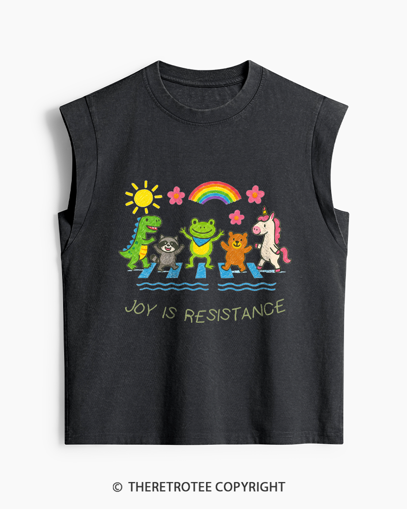 TheRetroTee Joy Is Resistance 1990s Washed Tank Top