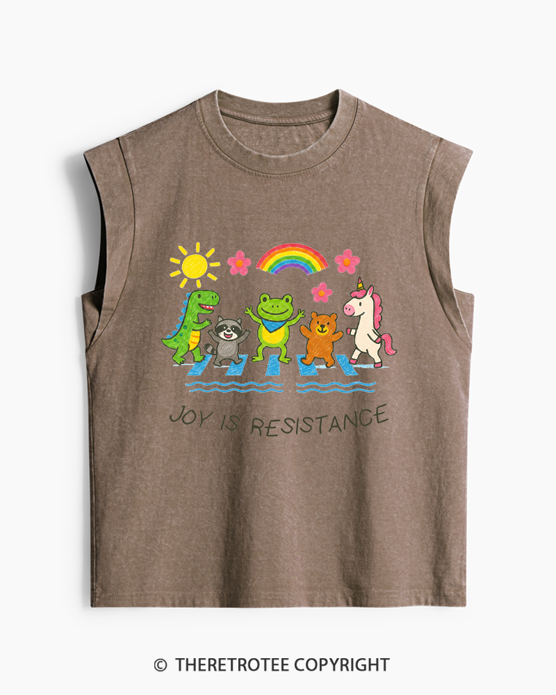 TheRetroTee Joy Is Resistance 1990s Washed Tank Top