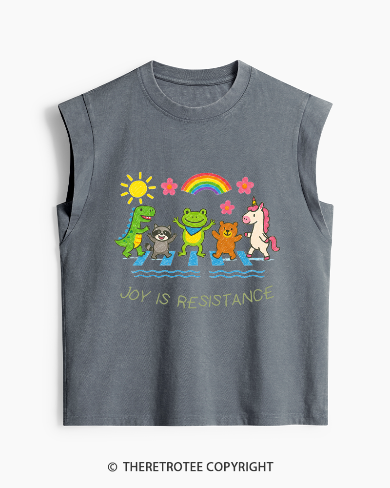 TheRetroTee Joy Is Resistance 1990s Washed Tank Top