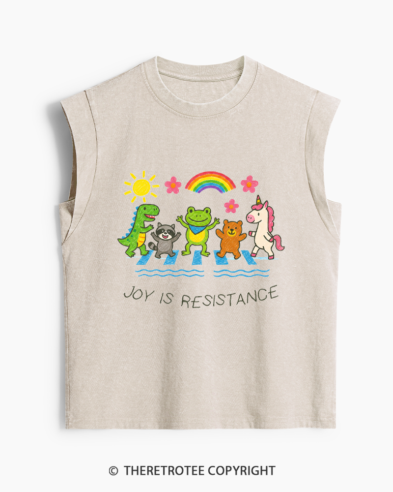 TheRetroTee Joy Is Resistance 1990s Washed Tank Top