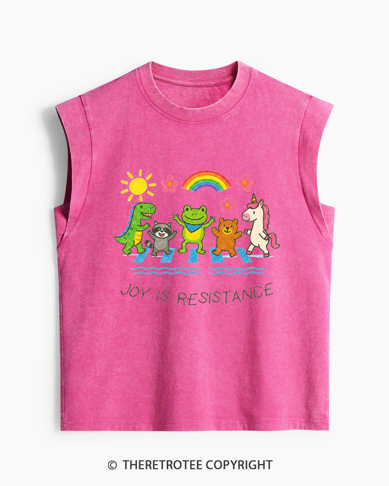 TheRetroTee Joy Is Resistance 1990s Washed Tank Top