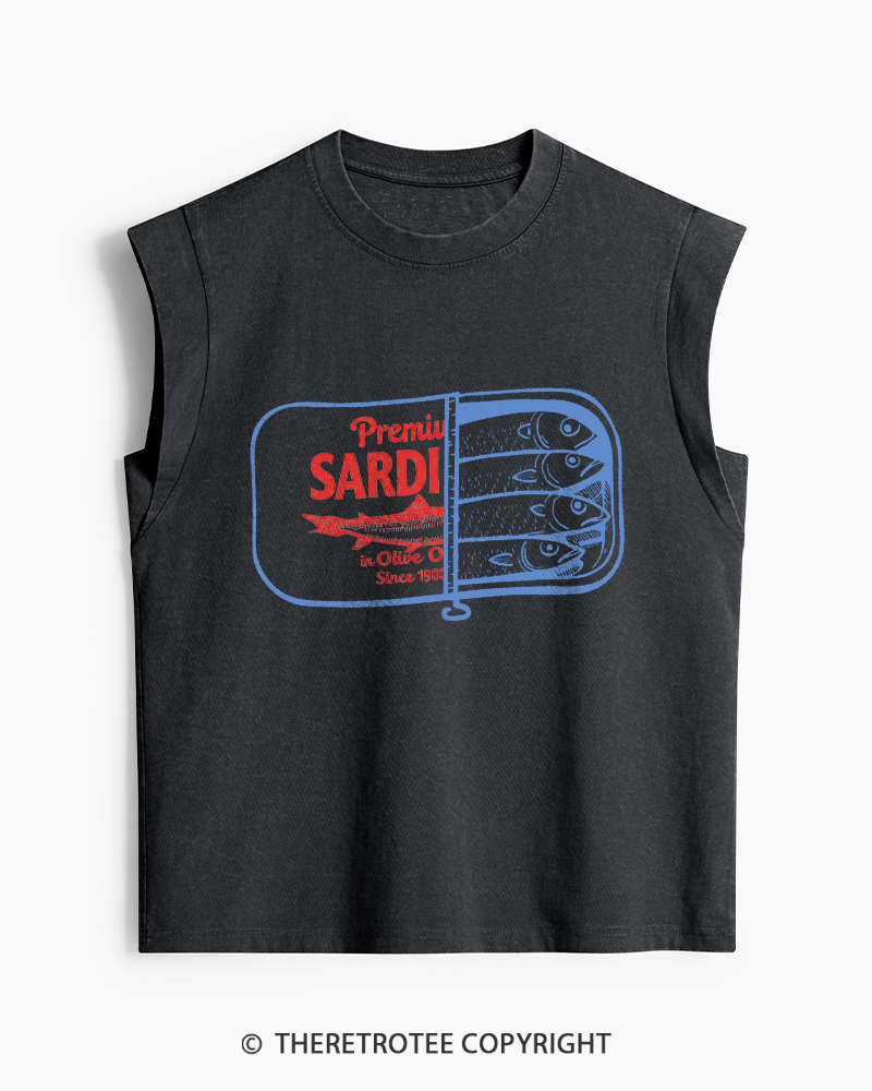 TheRetroTee Sardines 1930s Washed Tank Top