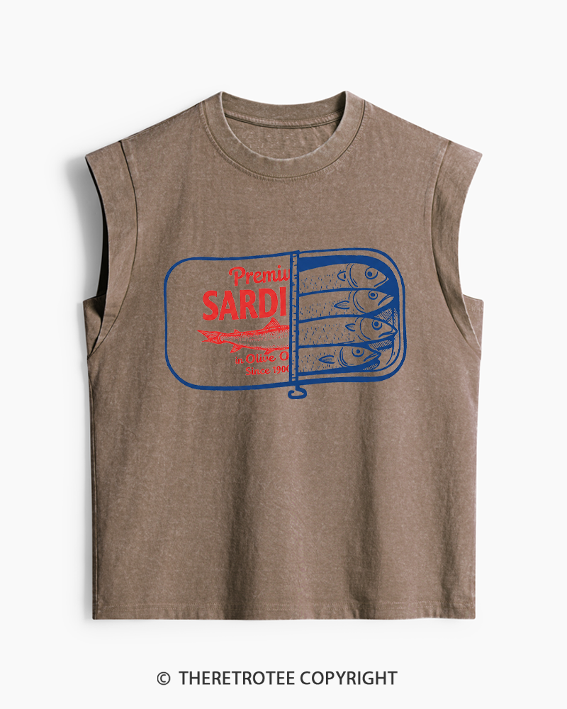 TheRetroTee Sardines 1930s Washed Tank Top