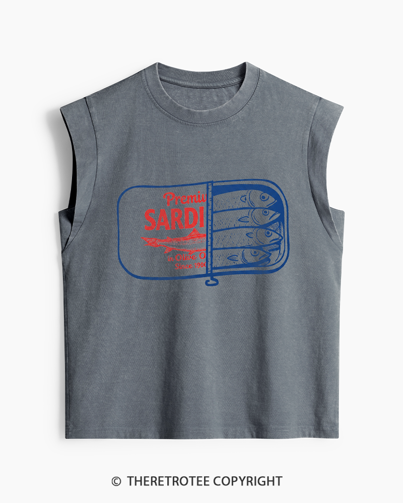 TheRetroTee Sardines 1930s Washed Tank Top
