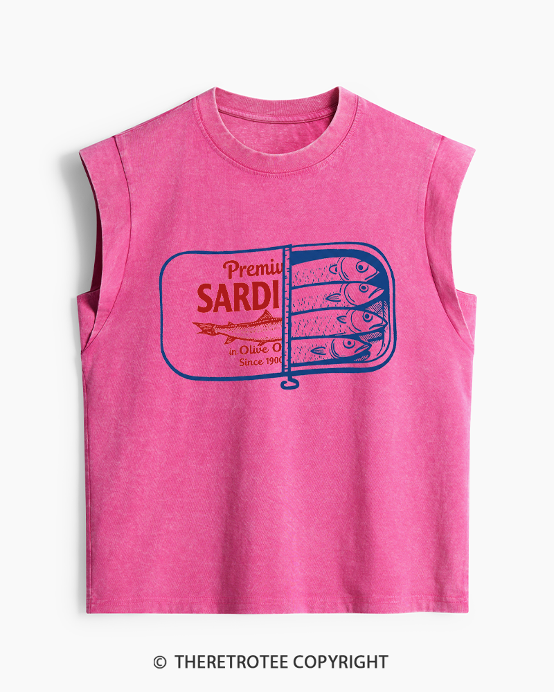 TheRetroTee Sardines 1930s Washed Tank Top