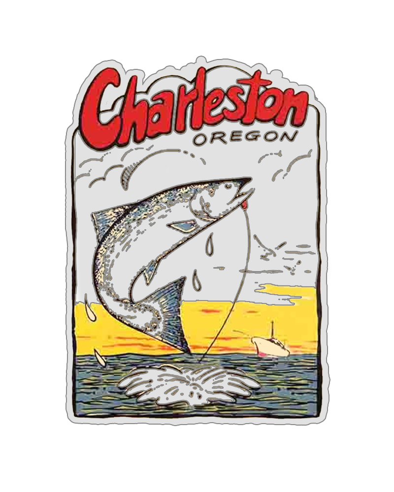 TheRetroTee Vintage 1950's Style Charleston Or Oregon Fishing Retro Travel Decal Retro Sticker