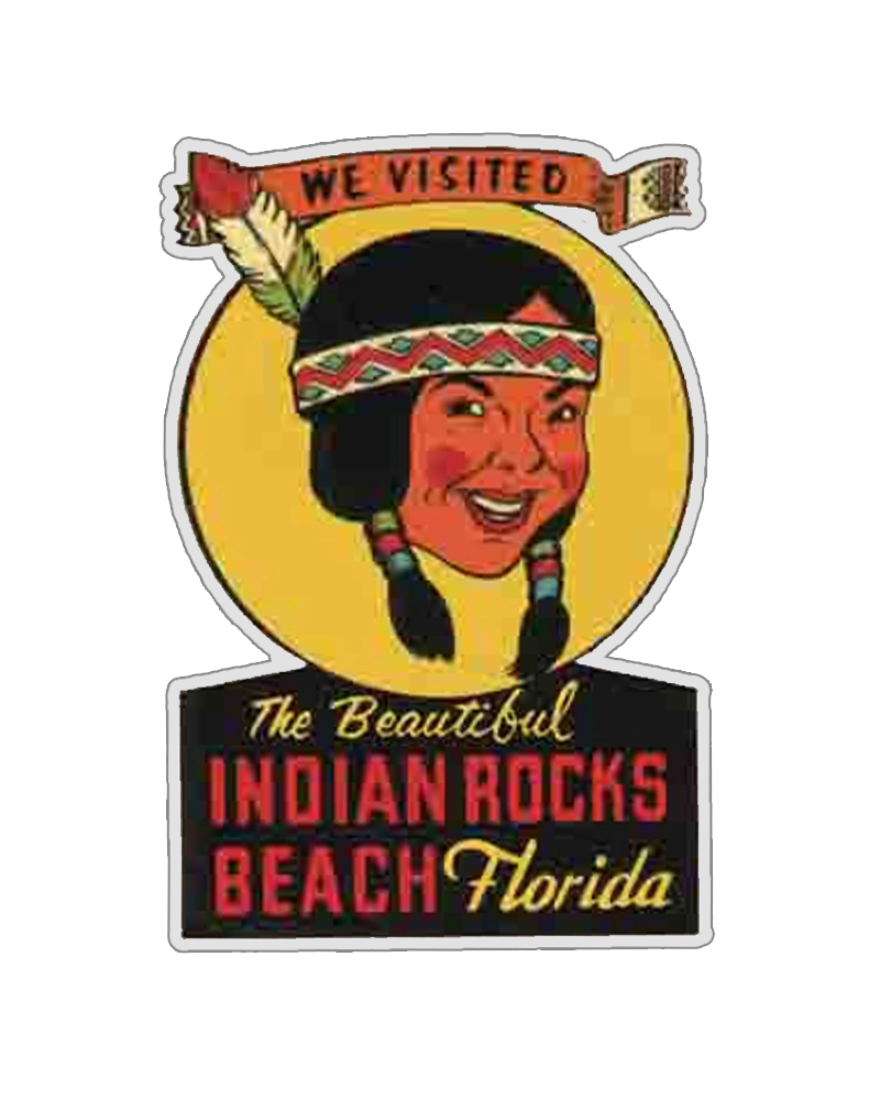 TheRetroTee Vintage 1950's Style Indian Rocks Beach Fl Florida Retro Sticker