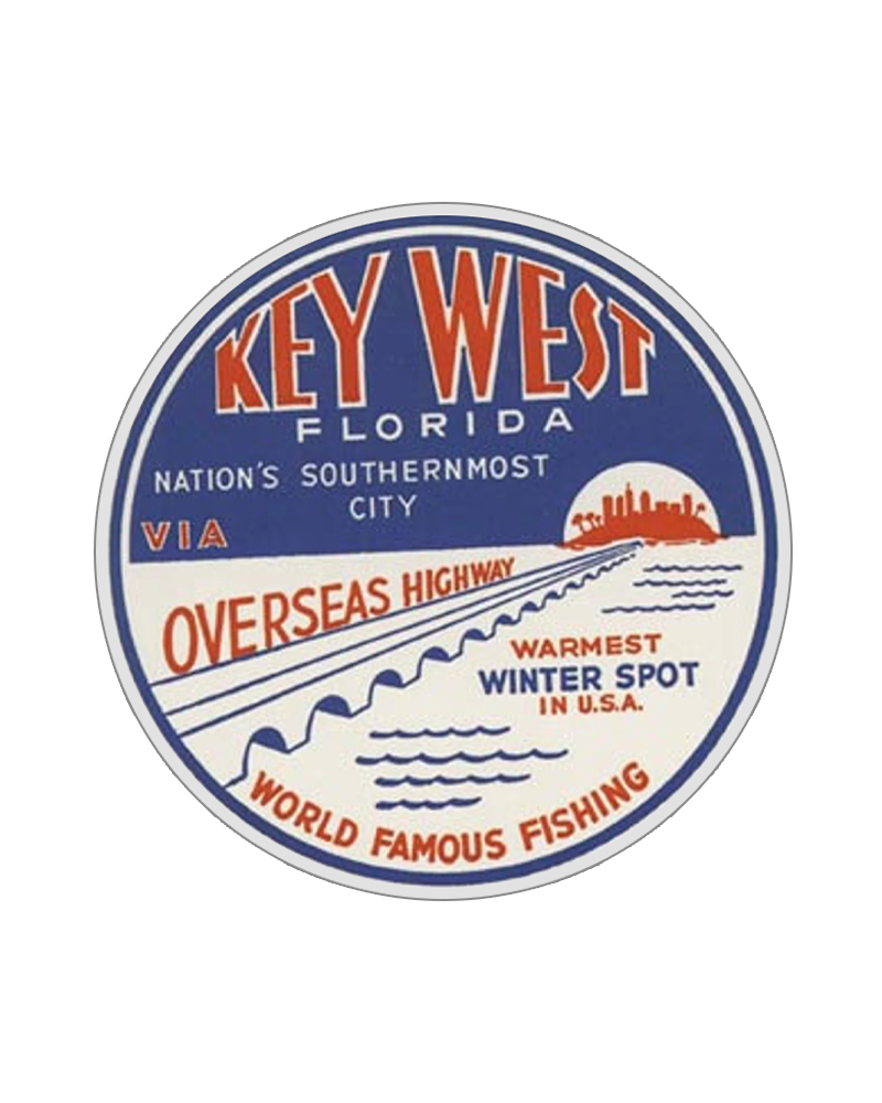 TheRetroTee Vintage 1950's Style Key West Fl Florida Keys Overseas Highway Retro Sticker