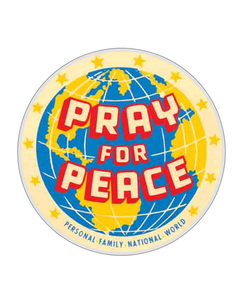 TheRetroTee Vintage 1950's Style Pray For Peace Retro Sticker