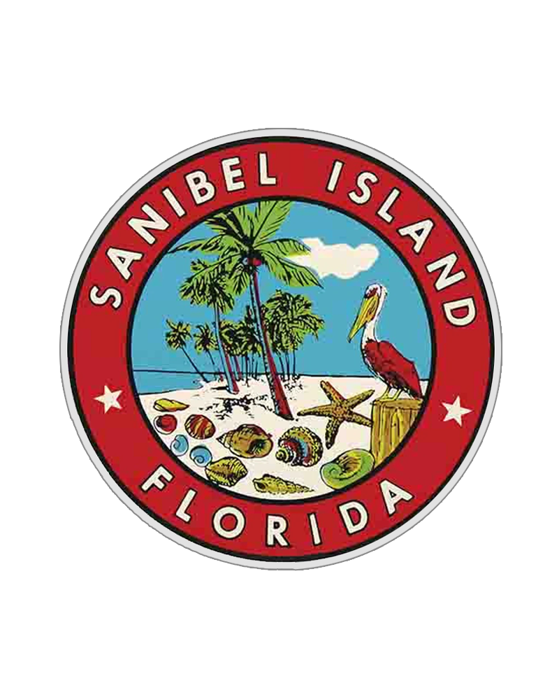 TheRetroTee Vintage 1950's Style Sanibel Island Fl Florida Retro Sticker