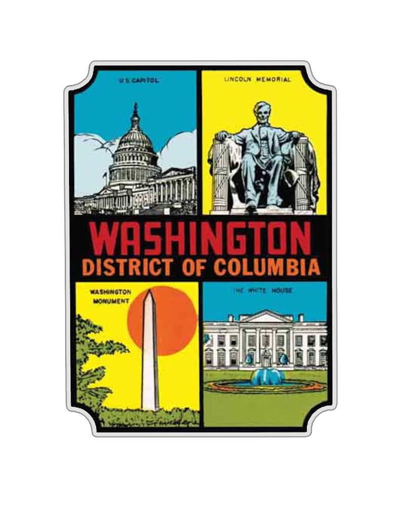 TheRetroTee Vintage 1950's Style Washington Dc District Of Columbia Retro Sticker