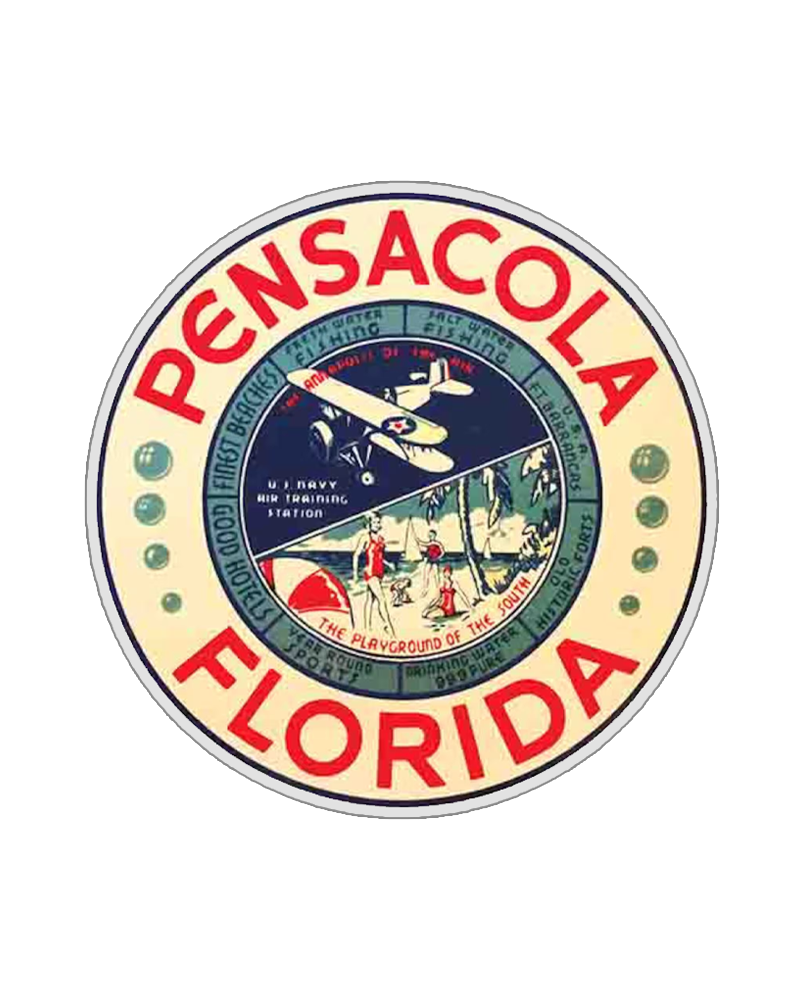 TheRetroTee Vintage 1960's Style Pensacola Fl Florida Round Retro Sticker