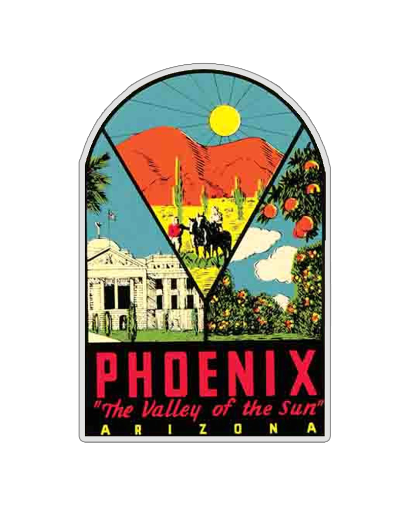 TheRetroTee Vintage 1960's Style Phoenix Arizona Az Valley Of The Sun Retro Sticker
