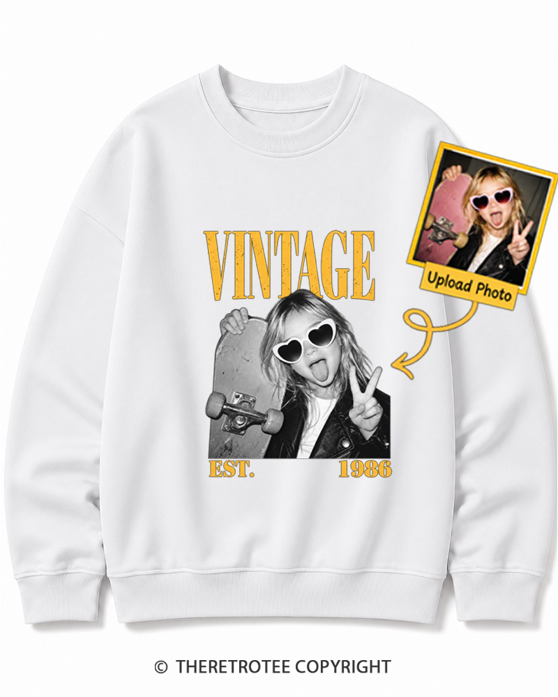 TheRetroTee Personalized My First Skateboard 1986 Sweatshirt