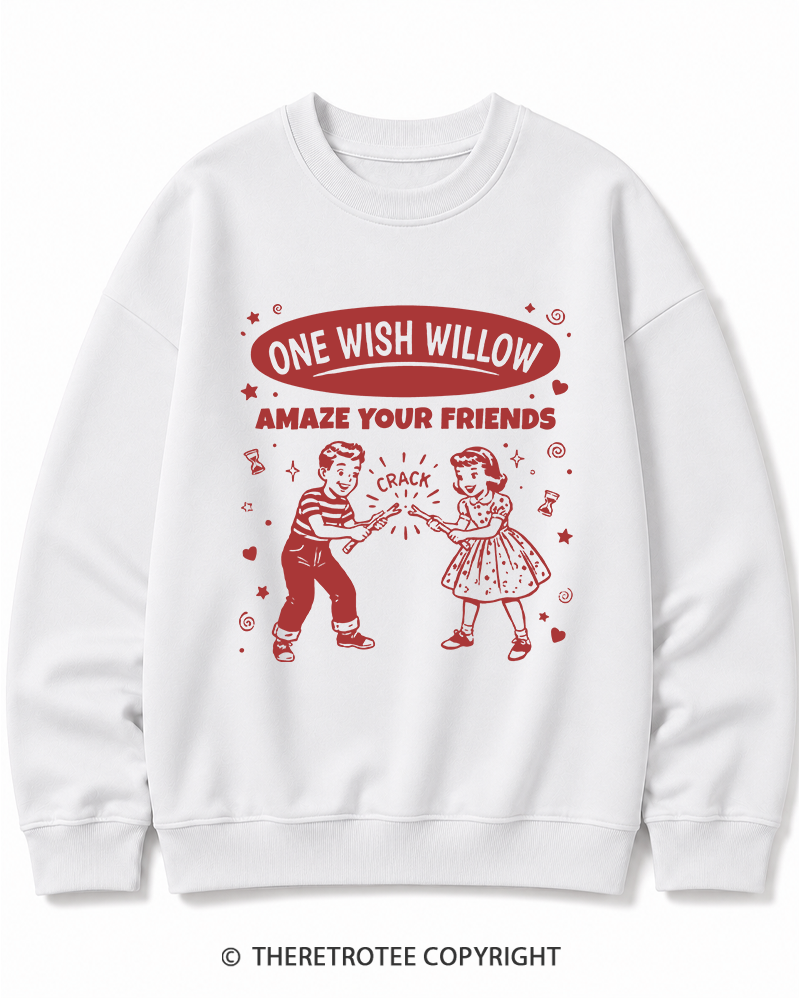 TheRetroTee One Wish Willow Vintage Halloween Cotton Sweatshirt