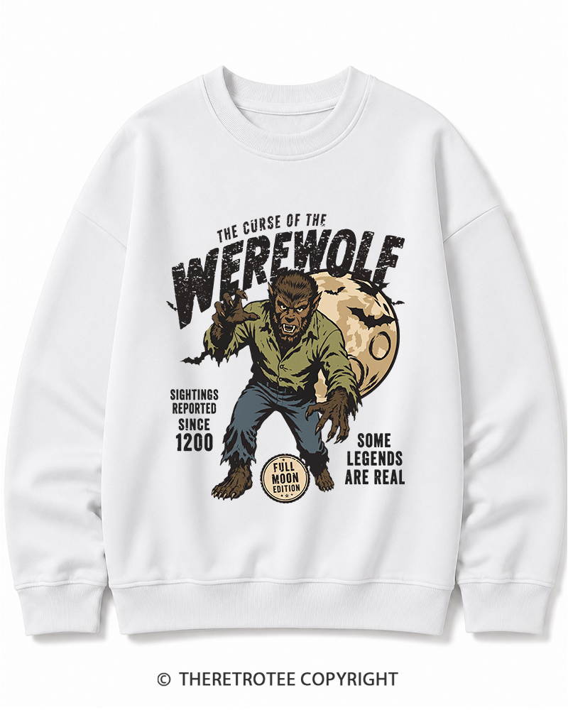 TheRetroTee Werewolf Cult Classic Halloween Horror Movie 1990s Halloween Cotton Sweatshirt