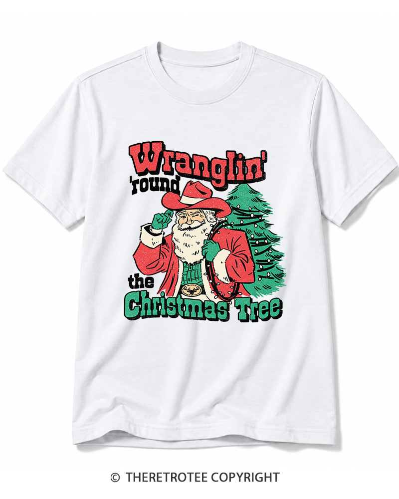 TheRetroTee Santa Wranglin Around 1970s Cotton T-Shirt