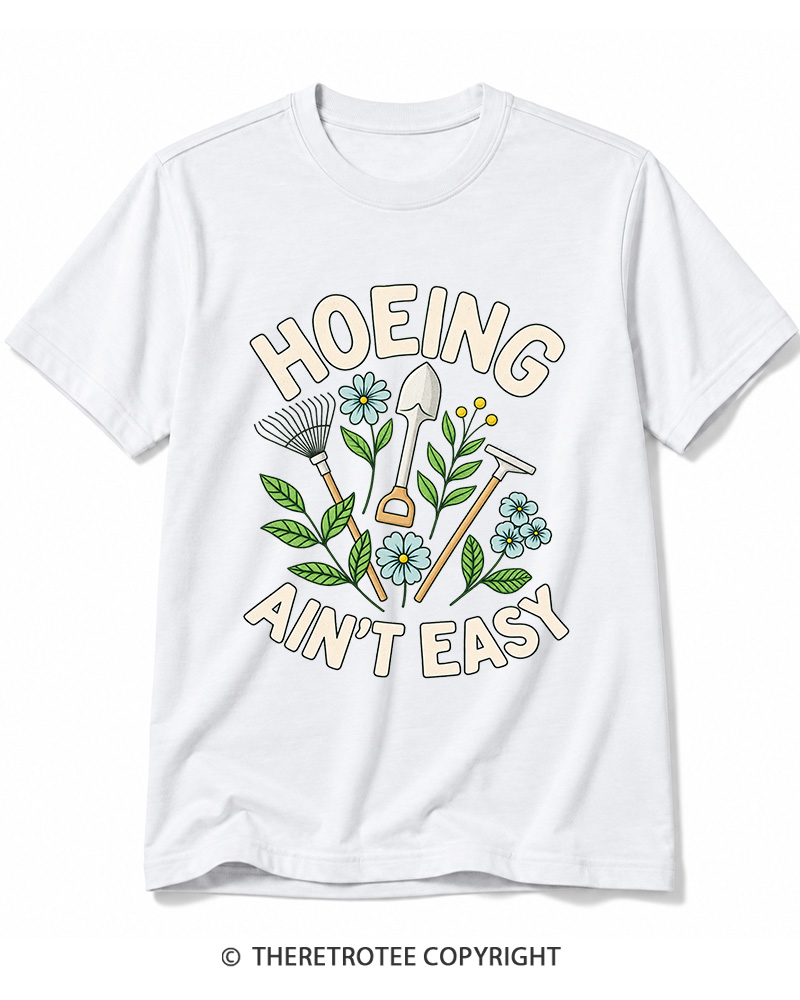 TheRetroTee Hoeing Ain’t Easy 1970s Cotton T-Shirt