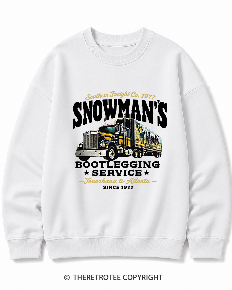 TheRetroTee Snowman's Bootlegging Service 1970s Cotton Sweatshirt