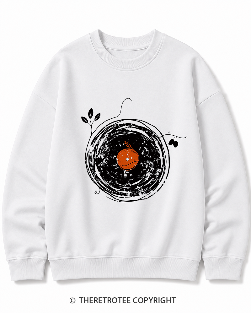 TheRetroTee Enchanting Vinyl Records 1970s Cotton Sweatshirt