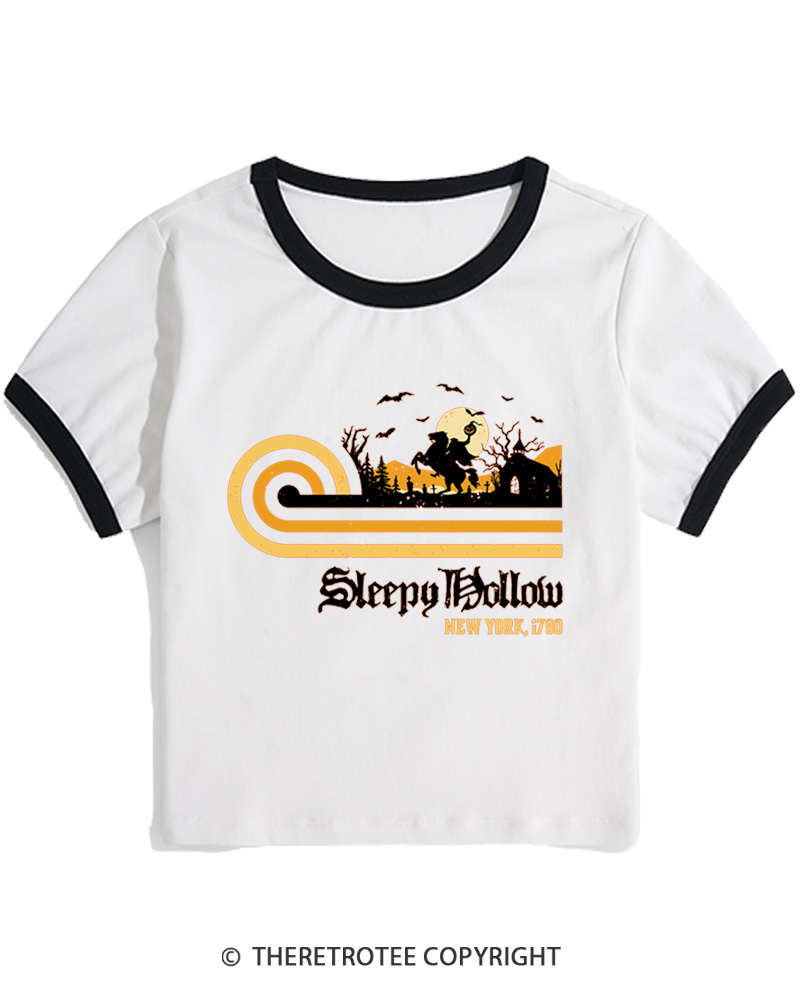 TheRetroTee Sleepy Hollow 1970s Women Ringer T-shirt