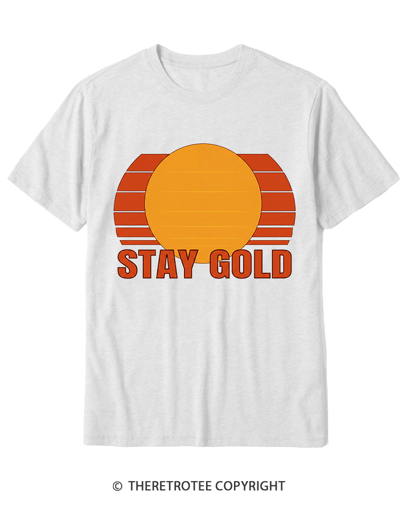TheRetroTee Stay Gold 1980s Cotton T-Shirt