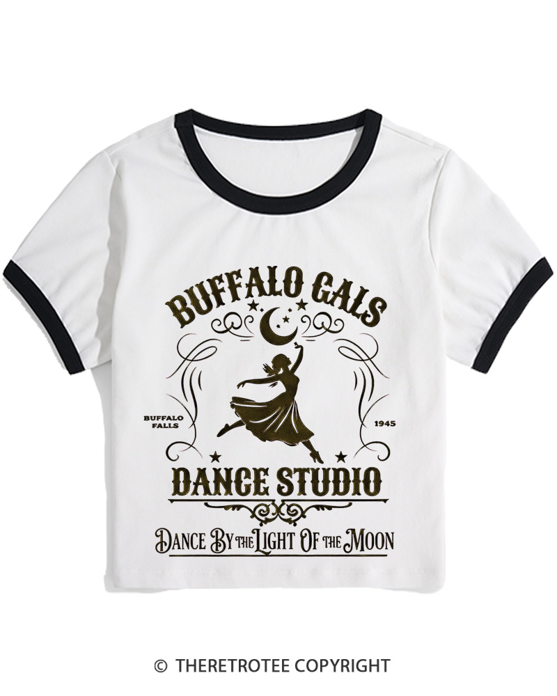 TheRetroTee Dance By The Light Of The Moon 1940s Christmas Women Ringer T-shirt