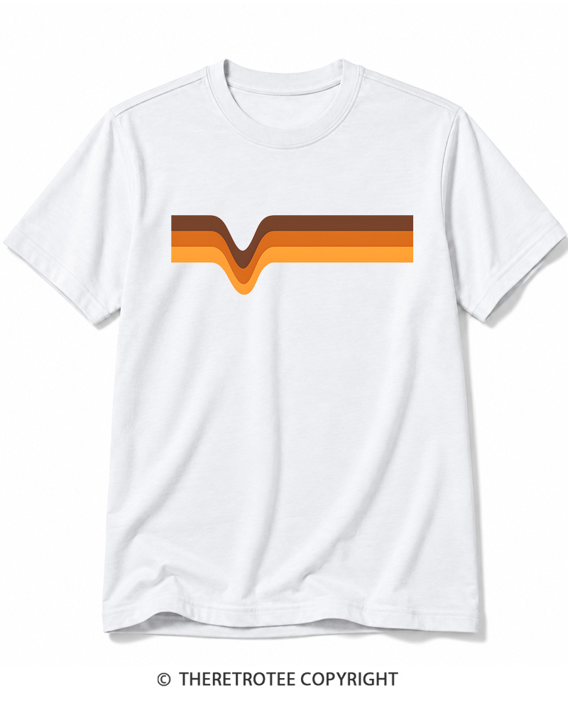 TheRetroTee 1970s Stripes Brown Orange Yellow Cotton T-Shirt