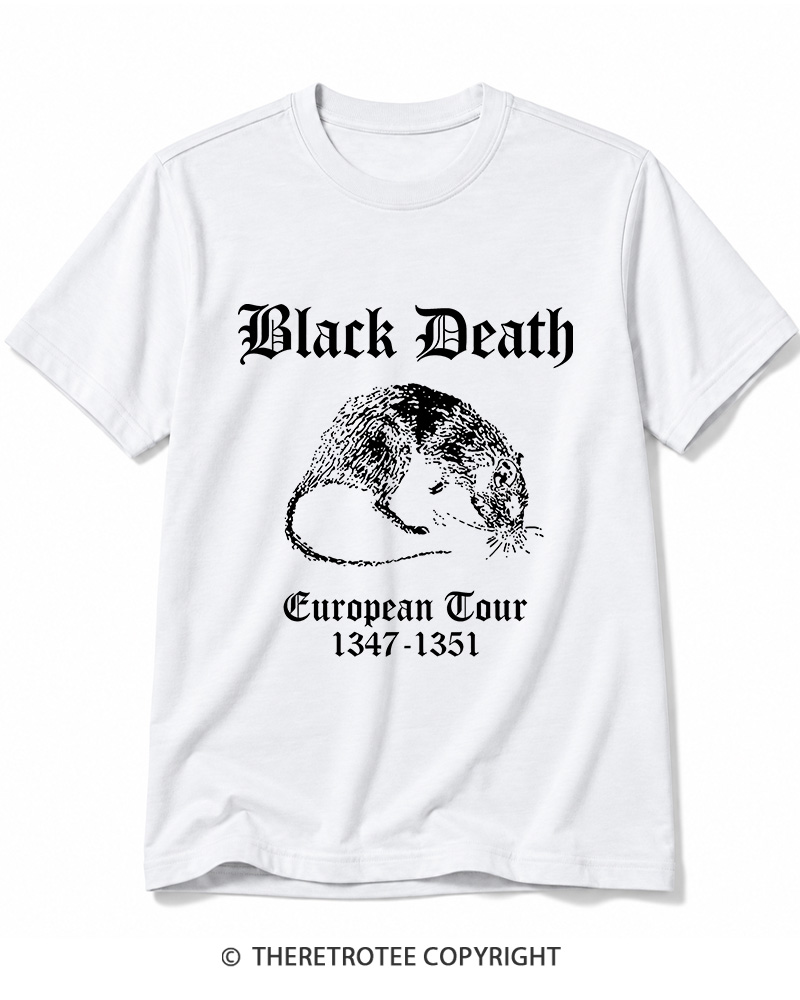 TheRetroTee Black Death European Tour Gothic Horror Cotton T-Shirt