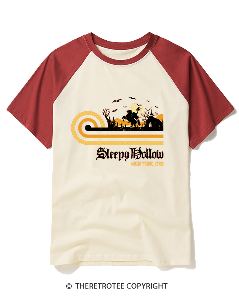 TheRetroTee Sleepy Hollow 1970s Raglan Baseball T-Shirt