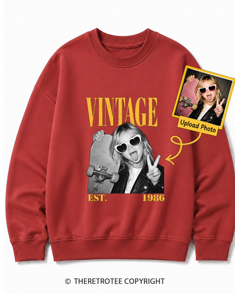 TheRetroTee Personalized My First Skateboard 1986 Sweatshirt