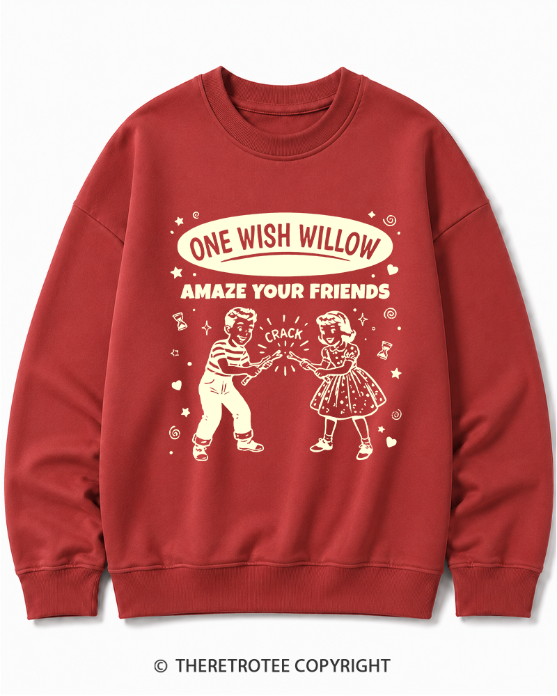 TheRetroTee One Wish Willow Vintage Halloween Cotton Sweatshirt