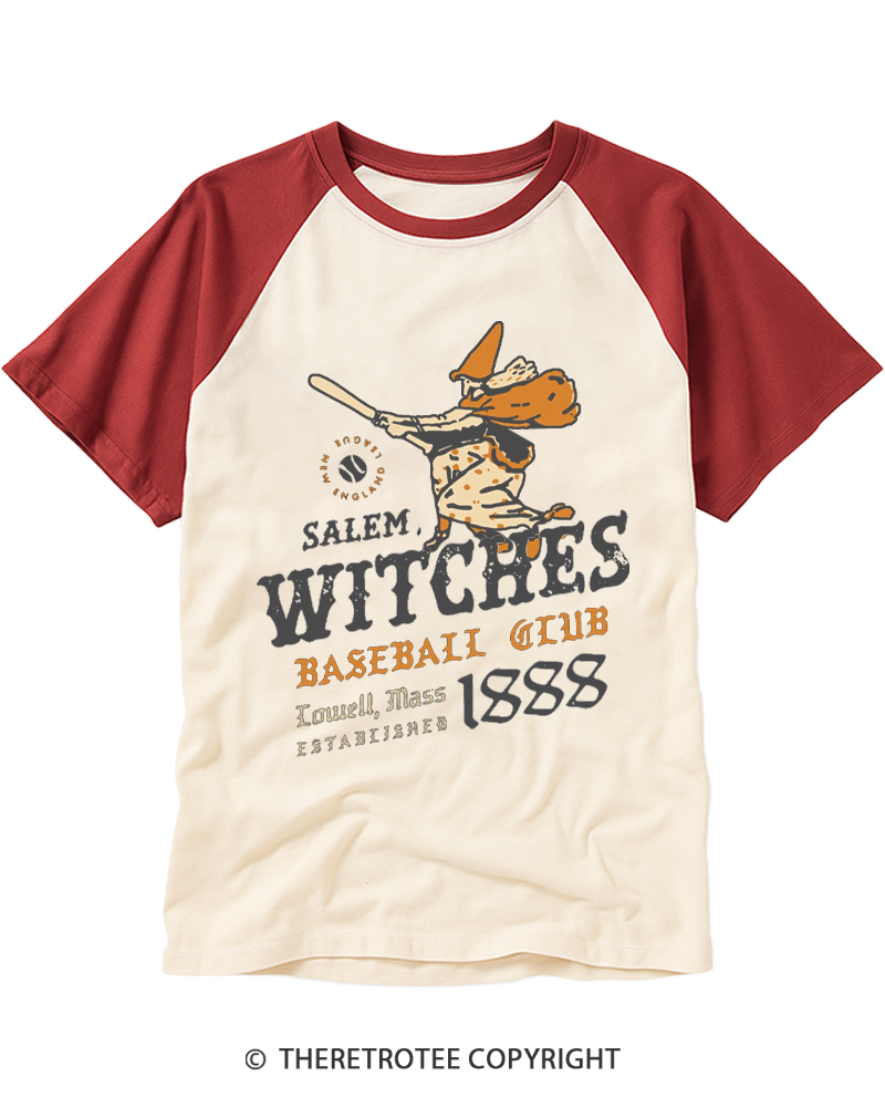 TheRetroTee Salem Witches 1888 Raglan Baseball T-Shirt