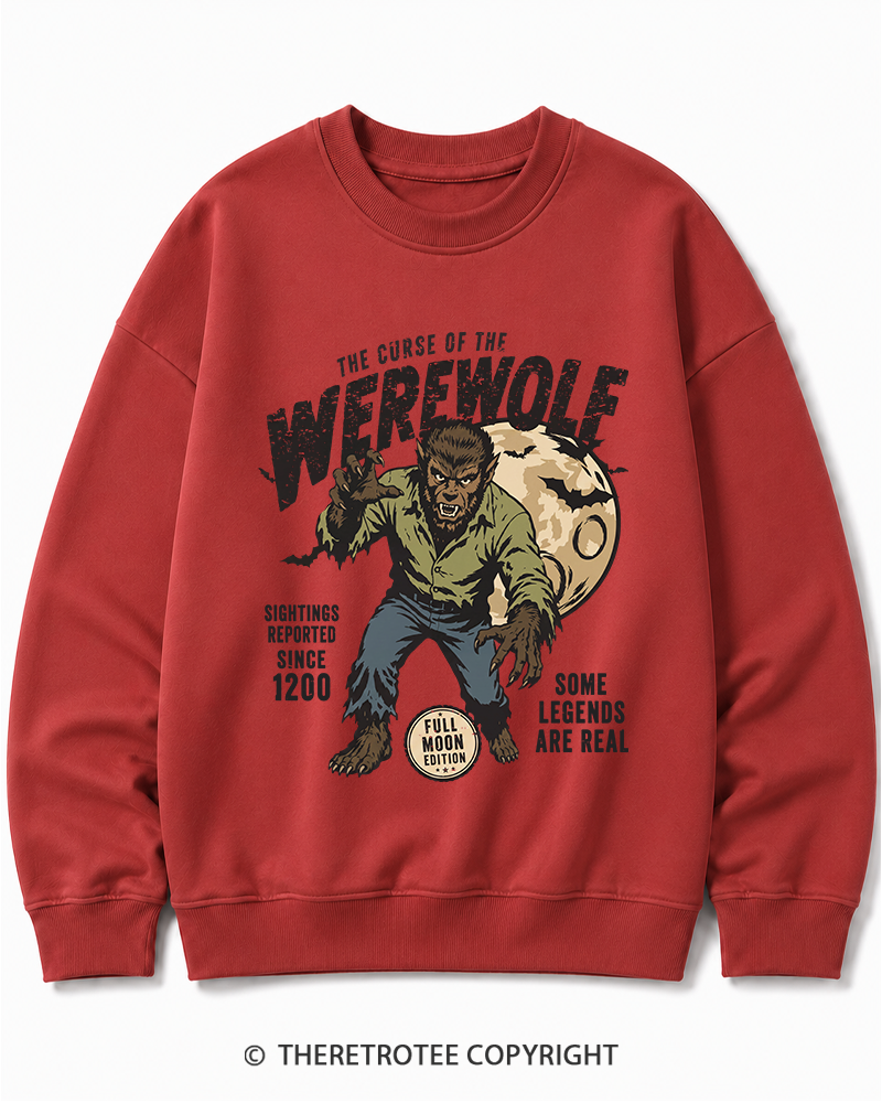 TheRetroTee Werewolf Cult Classic Halloween Horror Movie 1990s Halloween Cotton Sweatshirt