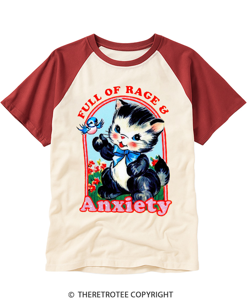 TheRetroTee Rage & Anxiety Humor 1970s Raglan Baseball T-Shirt
