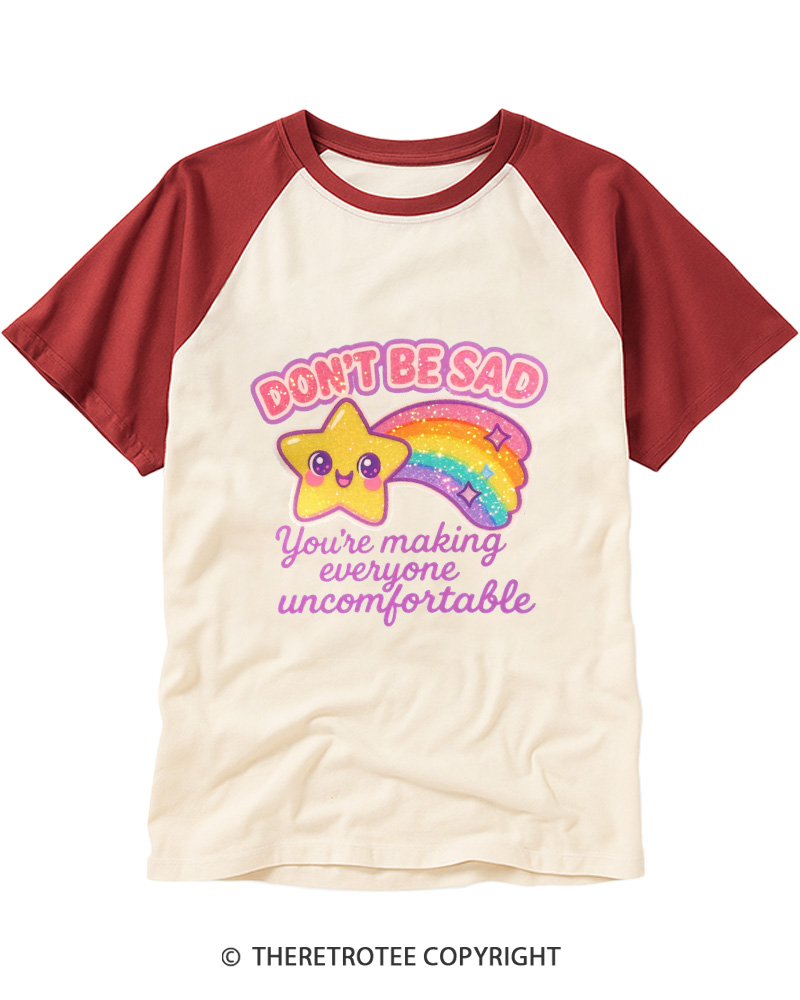 TheRetroTee Sarcastic Rainbow Star 1970s Raglan Baseball T-Shirt