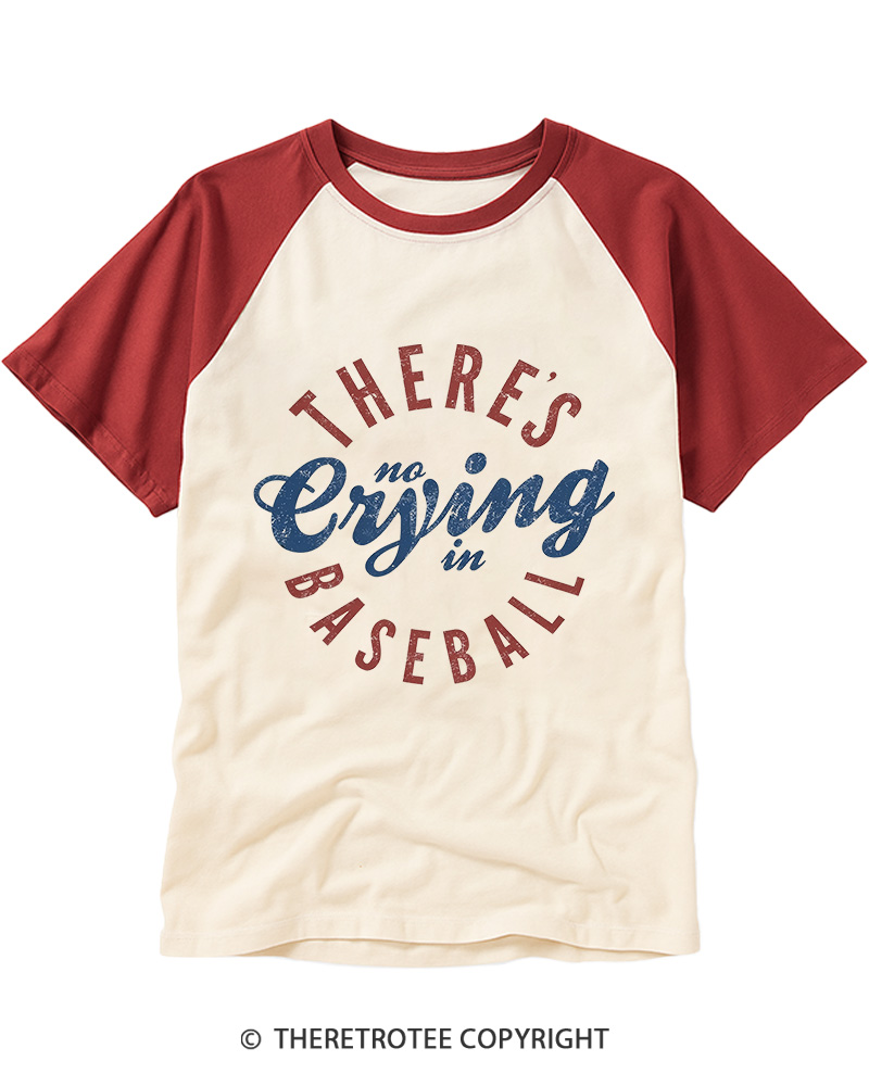 TheRetroTee There’s No Crying In Baseball 1980s Raglan Baseball T-Shirt