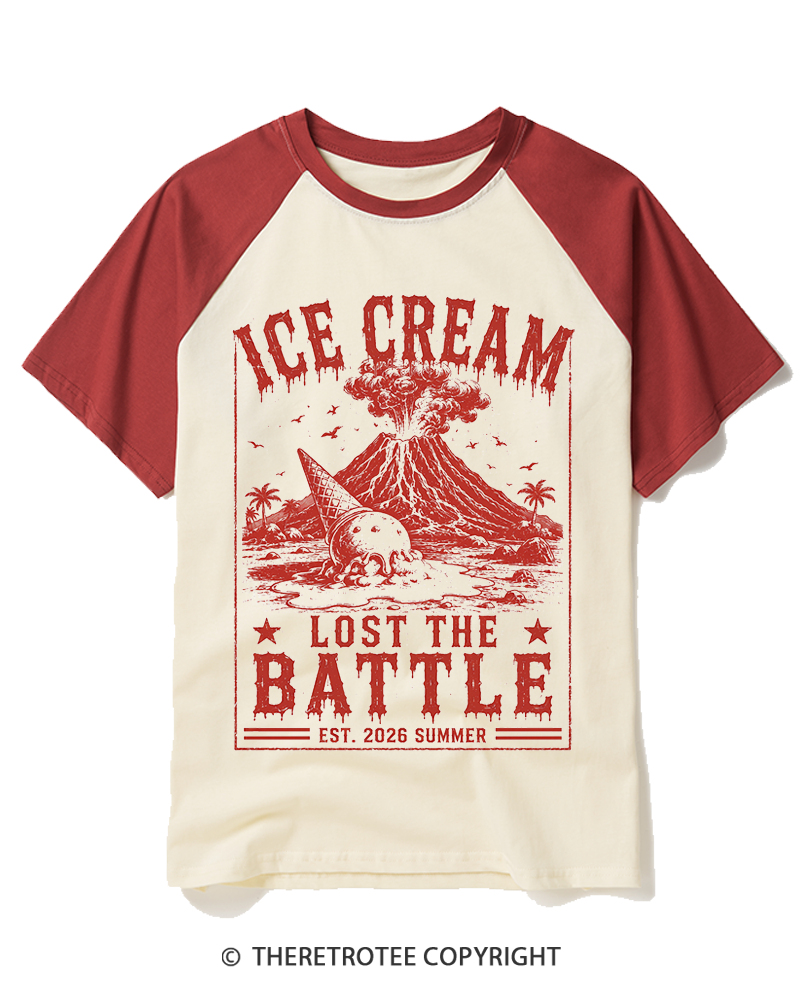 TheRetroTee Human Volcano 1970s Raglan Baseball T-Shirt