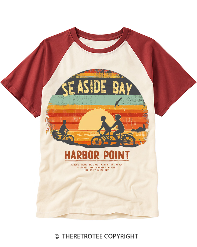 TheRetroTee Seaside Bay Ride 1970s Raglan Baseball T-Shirt