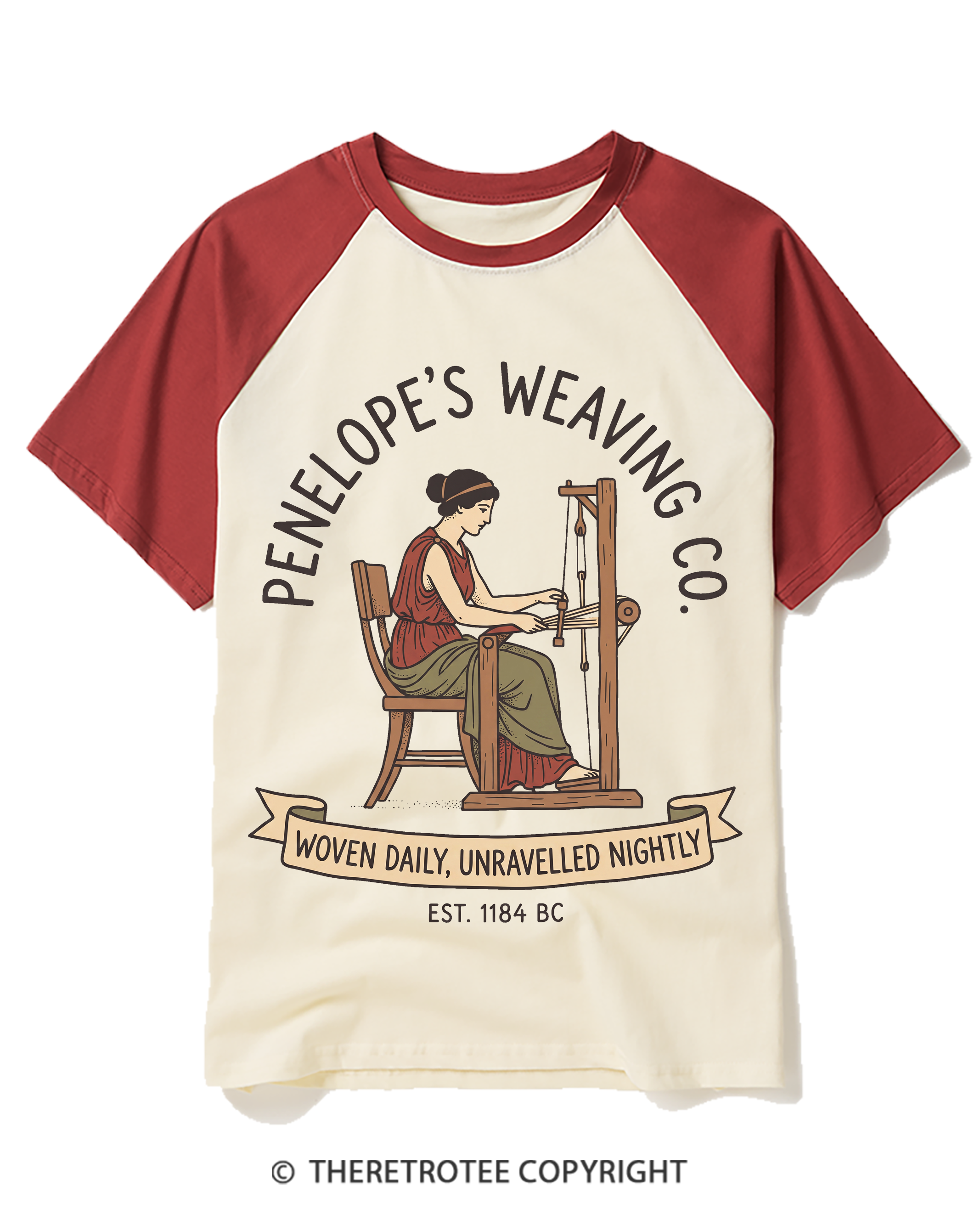 TheRetroTee Vintage Odyssey Woven Daily Raglan Baseball T-Shirt