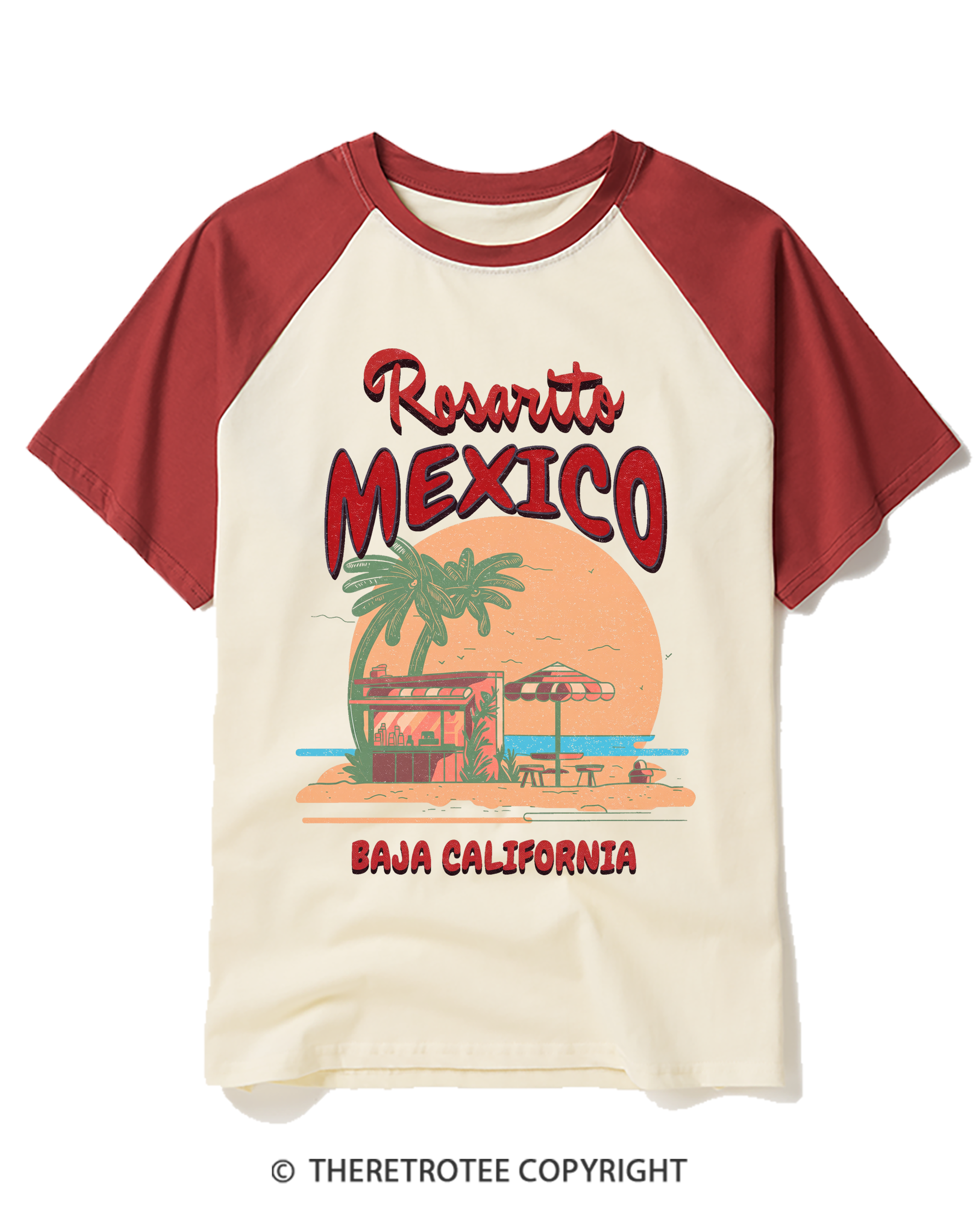 TheRetroTee Folly Beach Bronco Life Raglan Baseball T-Shirt