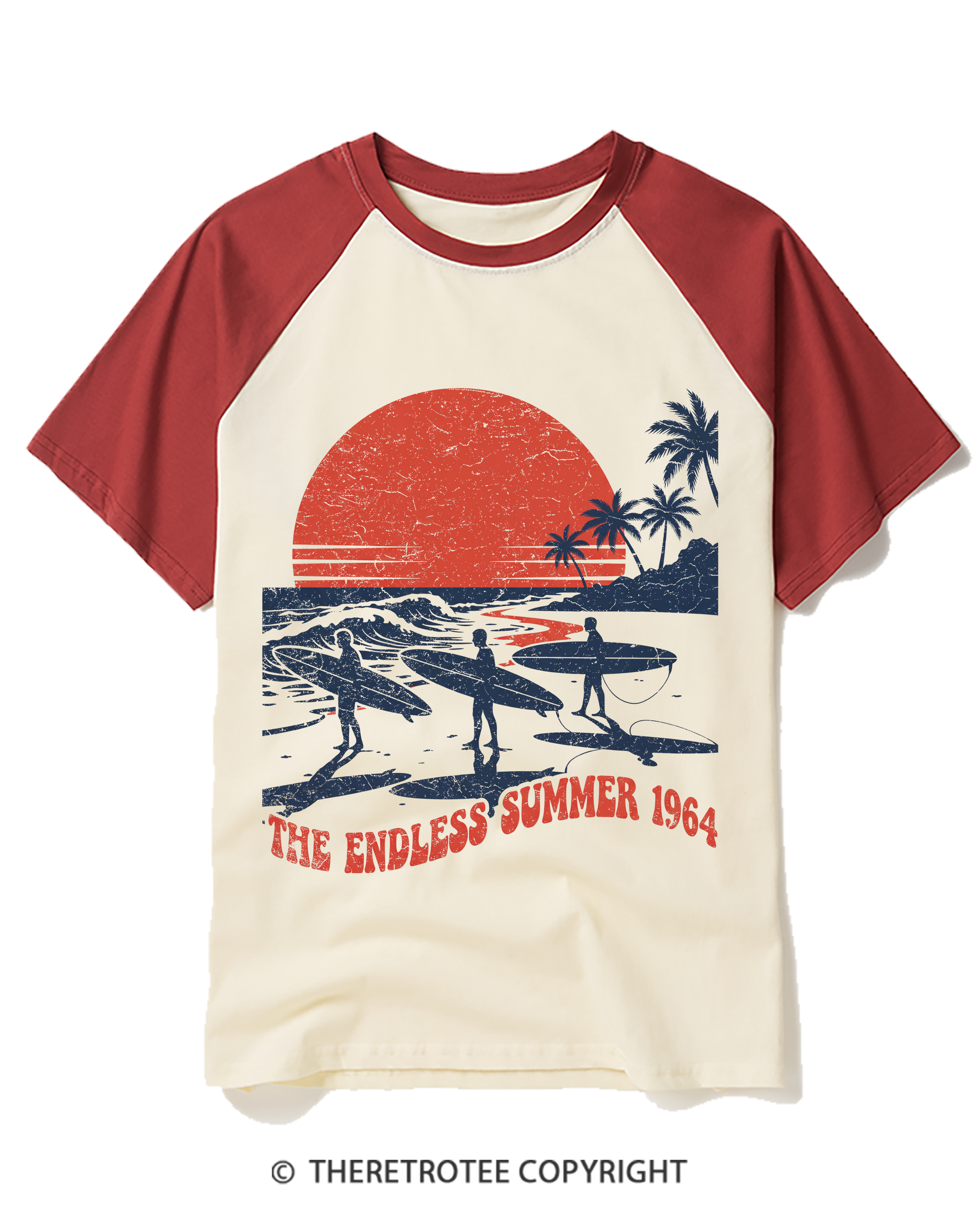 TheRetroTee The Endless Summer 1964Raglan Baseball T-Shirt