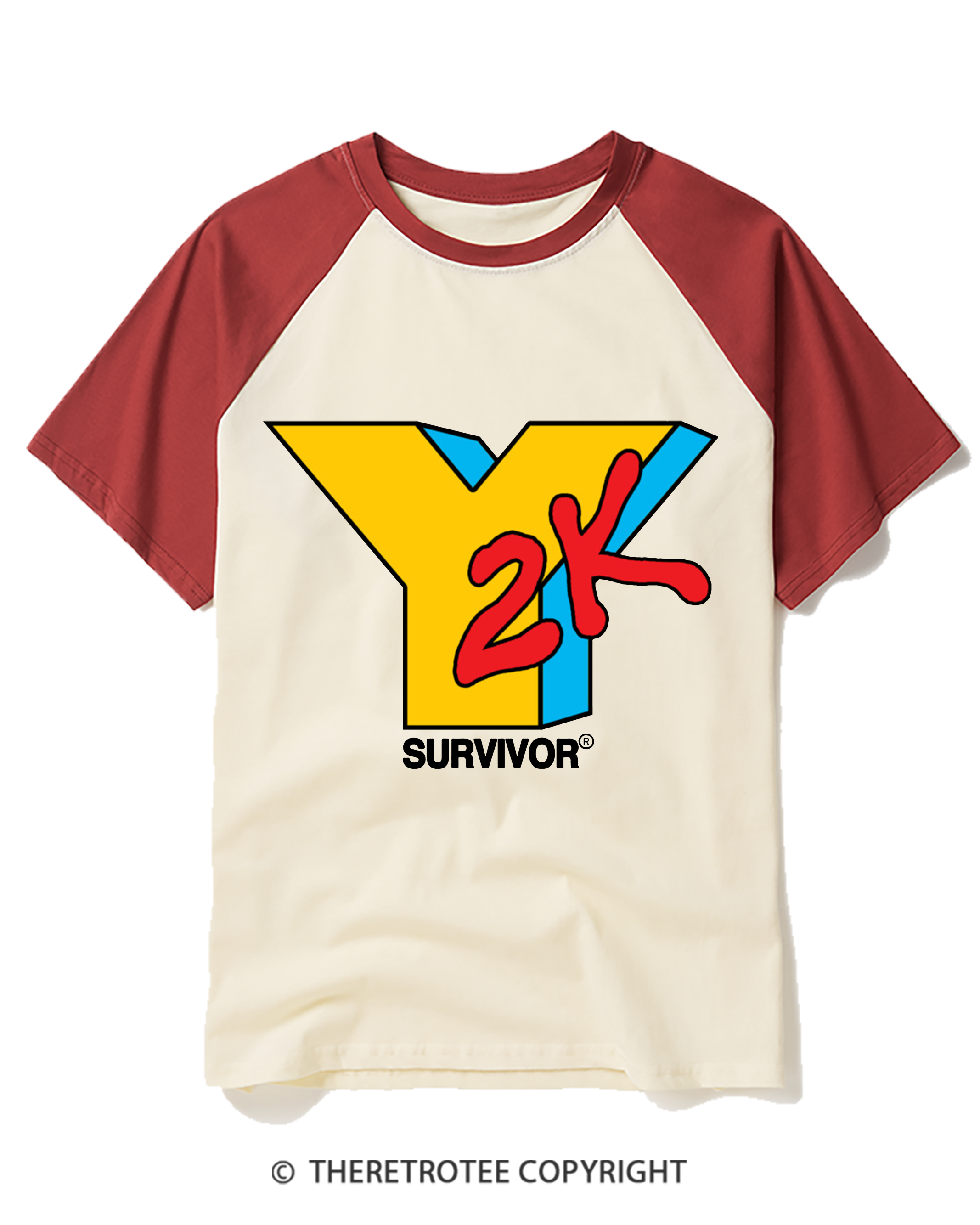 TheRetroTee Y2K SURVIVOR Raglan Baseball T-Shirt