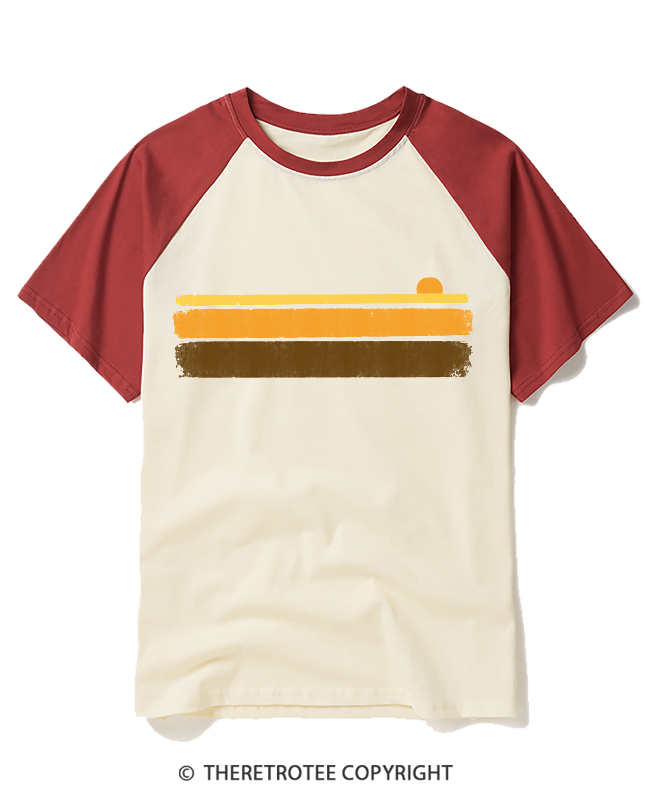 TheRetroTee Retro 70s Summer Stripes Raglan Baseball T-Shirt