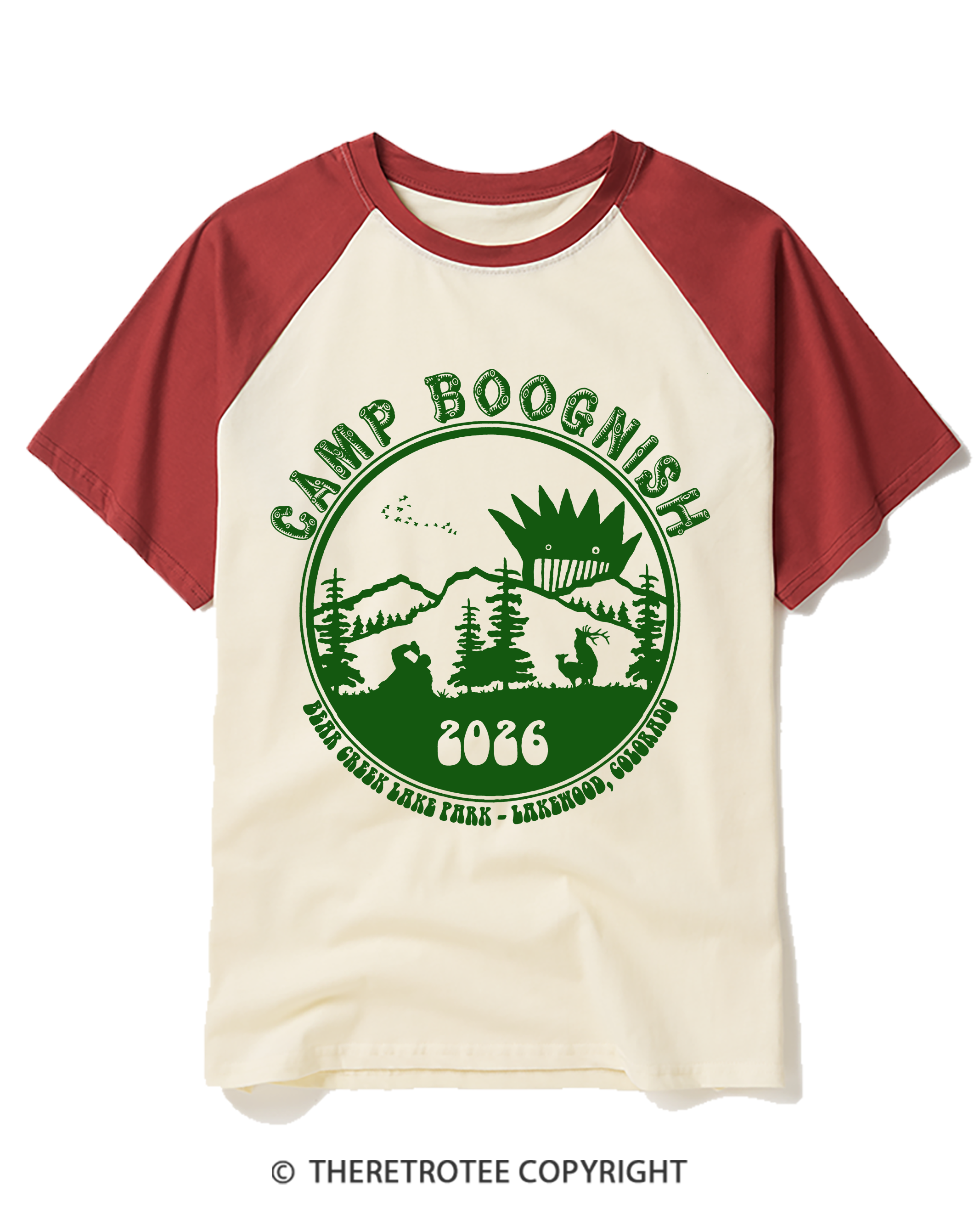 TheRetroTee ADVENTURE CAMP FOR YOUNG CAMPERS Raglan Baseball T-Shirt