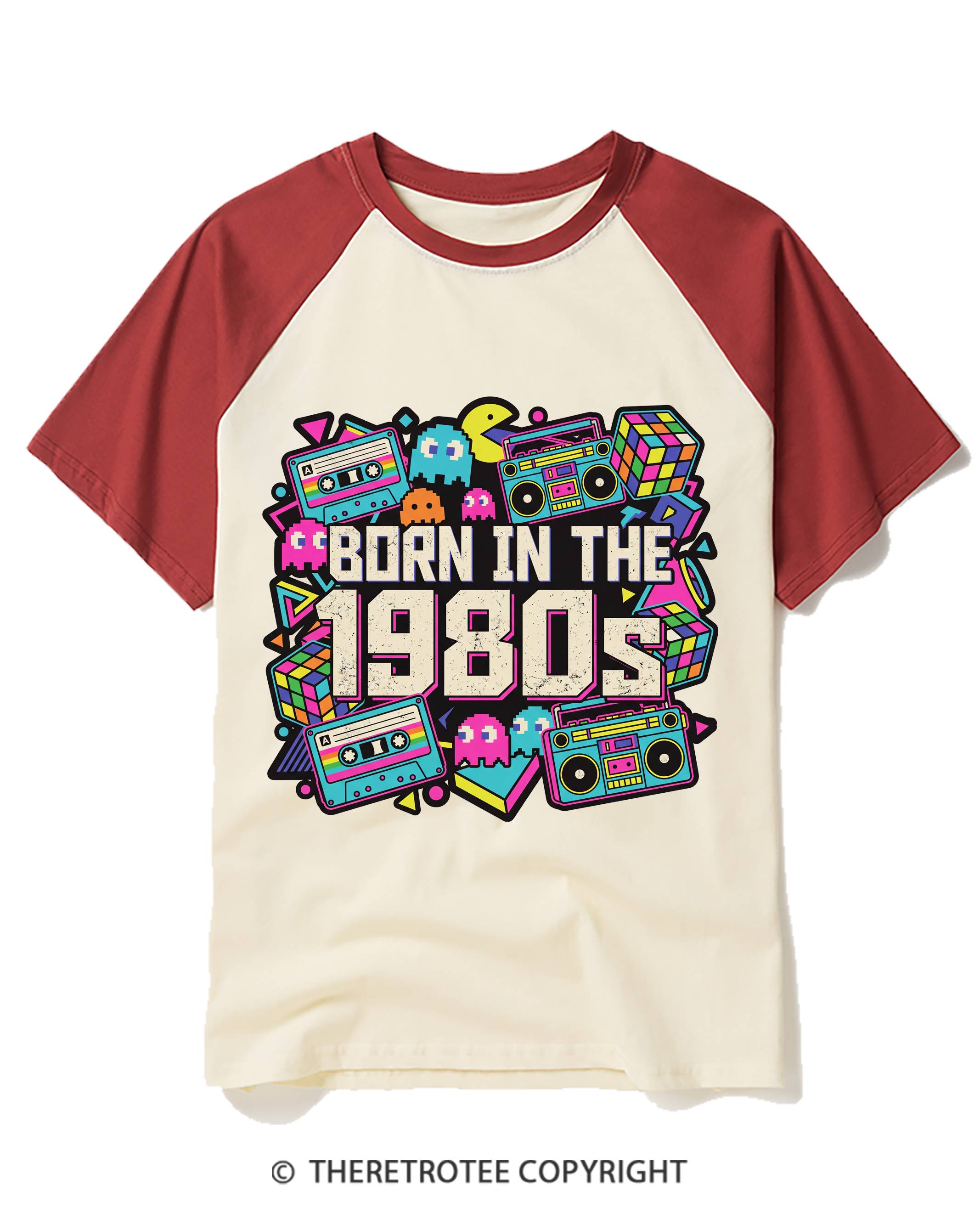 TheRetroTee Born in the 1980s Raglan Baseball T-Shirt