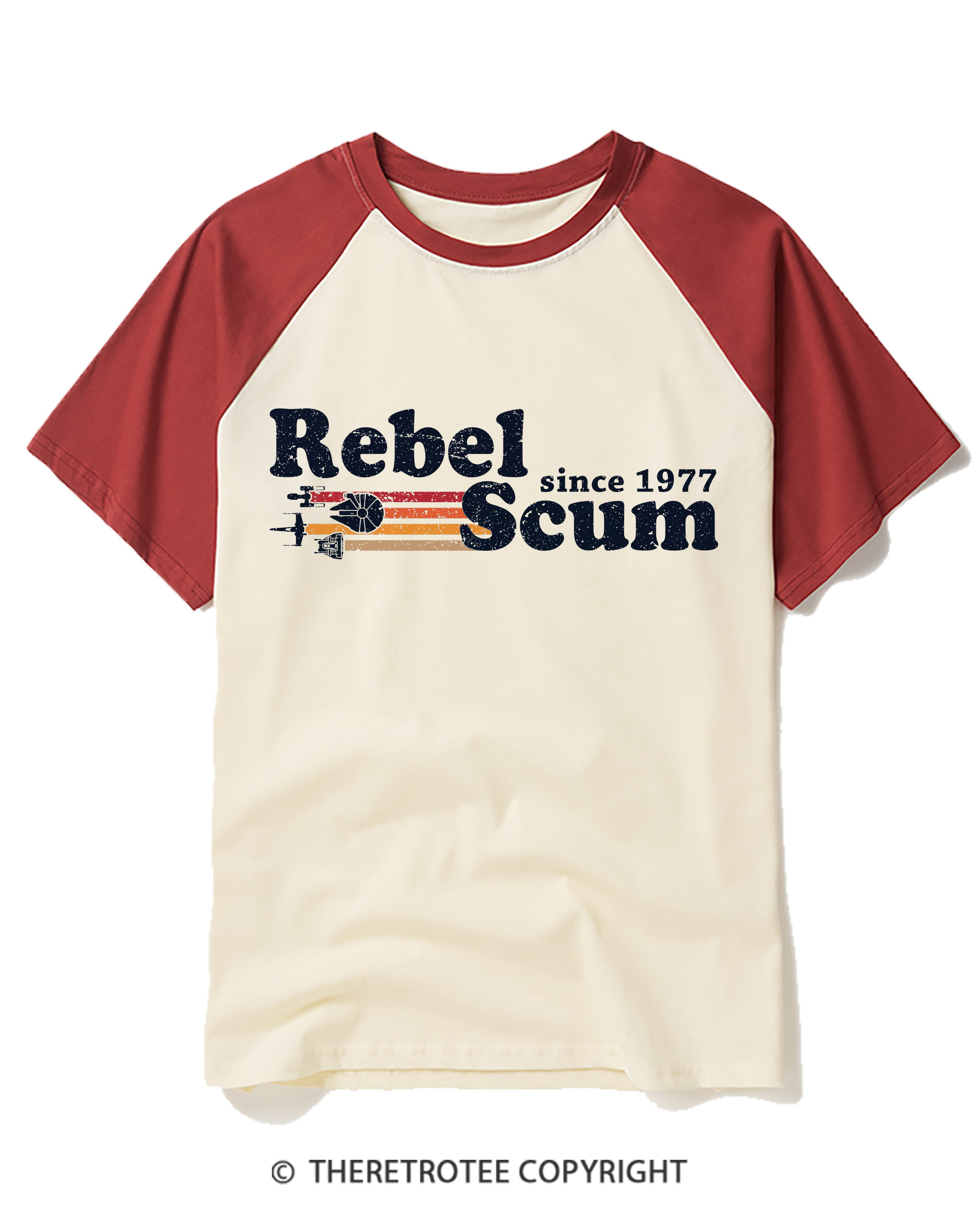 TheRetroTee Rebel Scum Since 1977 Raglan Baseball T-Shirt
